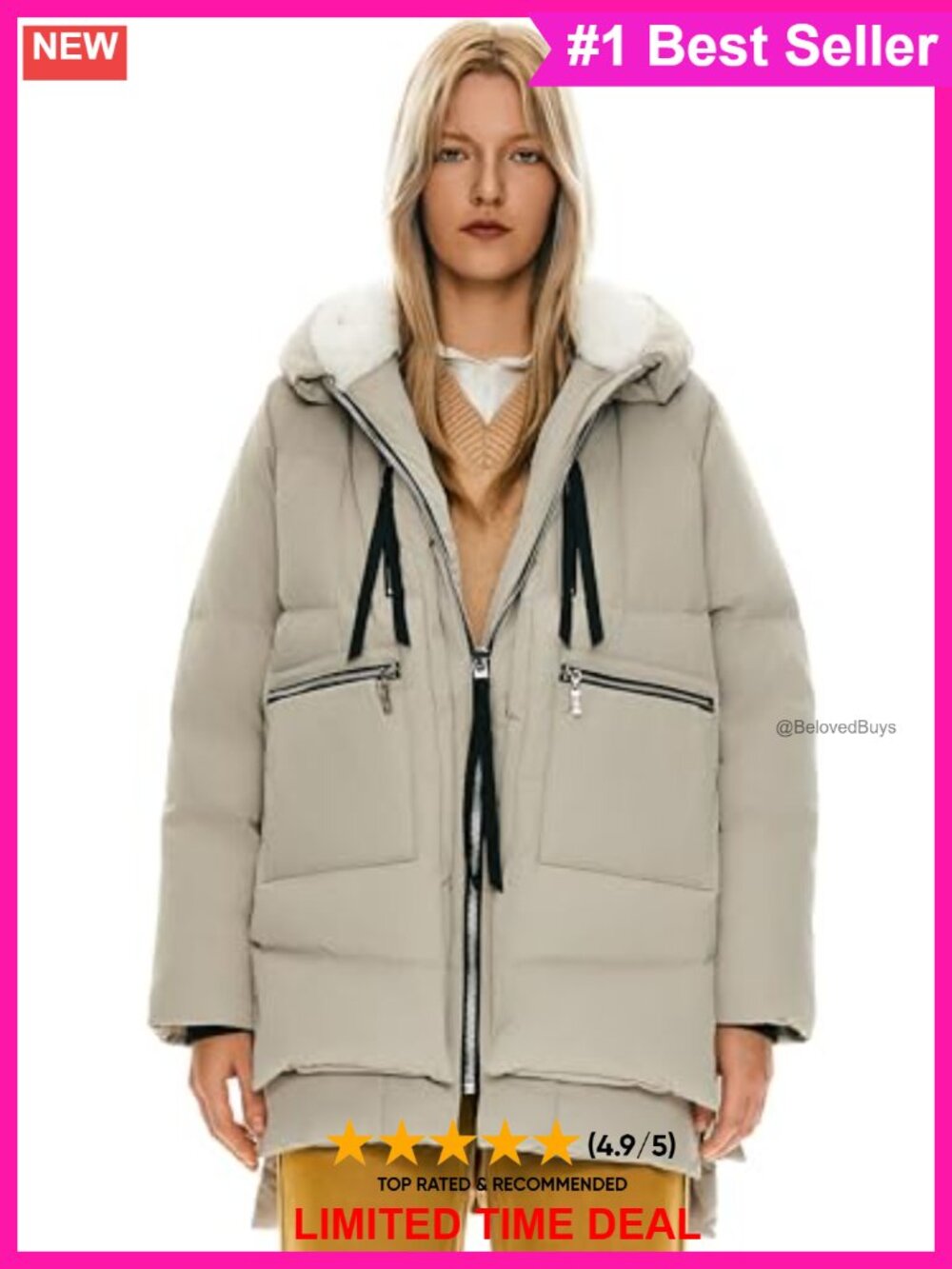 Women's Thickened Down Jacket Fleece Lined Hood Winter Coat